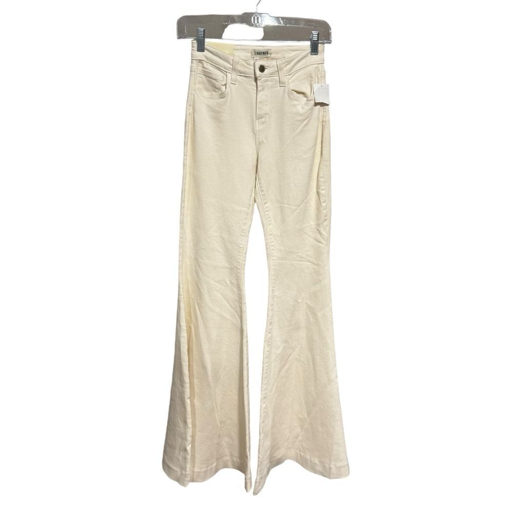 Revolve L'Agence Lorde Super High Rise Flare Jeans in Vintage White Size 23 - Picture 4 of 10